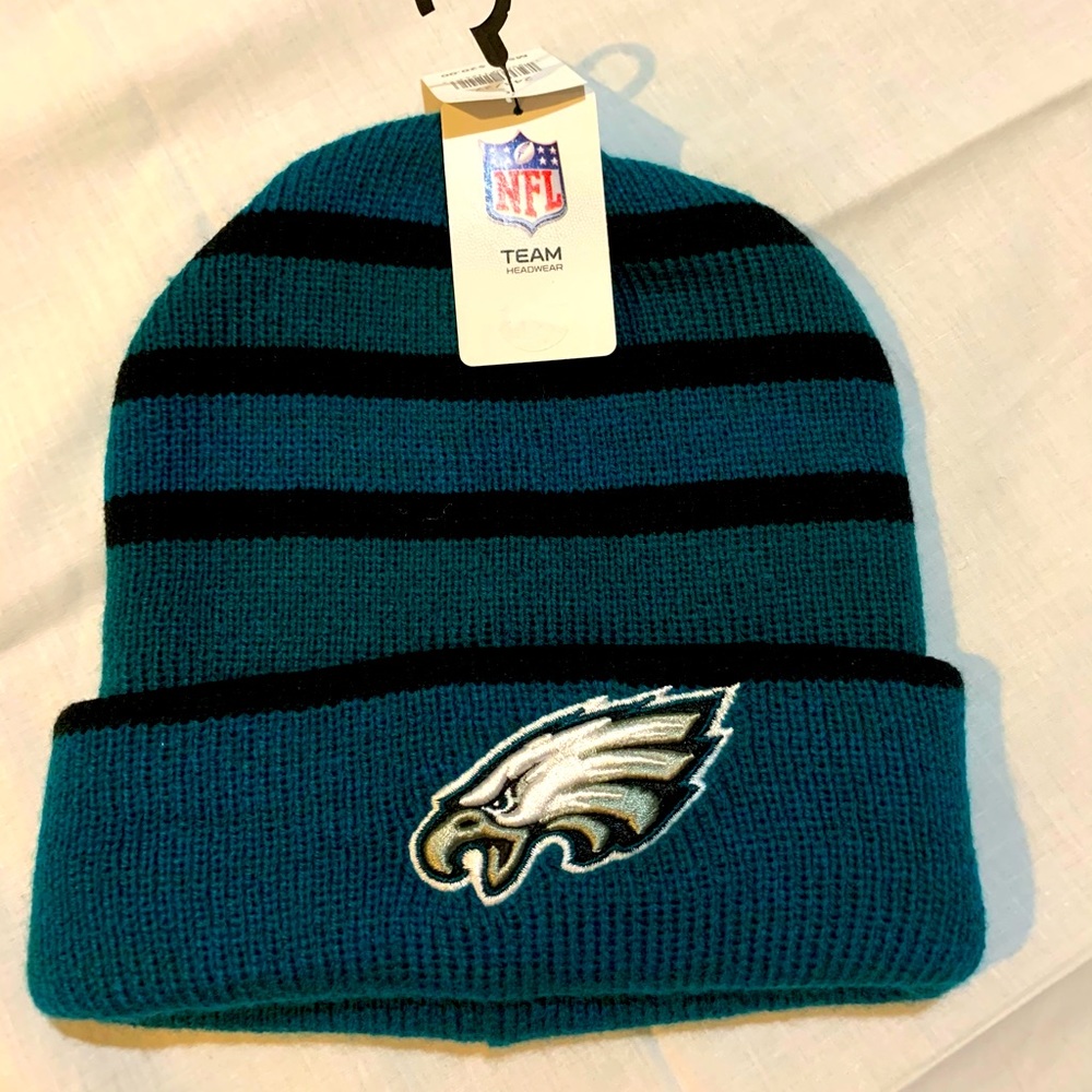 NFL Eagles Green/Black Knit Beanie Hat Adult OS